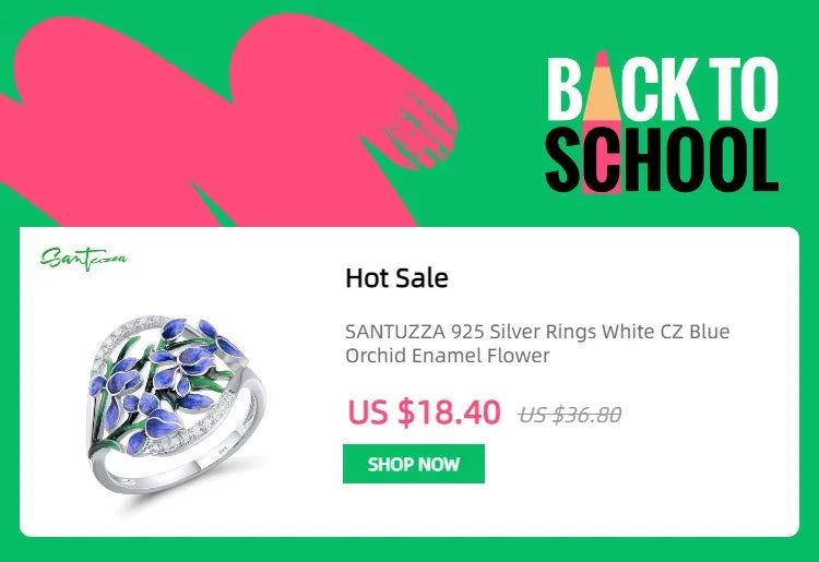 SANTUZZA Real 925 Sterling Silver Earrings For Women Sparkling Created Pink Sapphire Enamel Orchid Flower Delicate Fine Jewelry