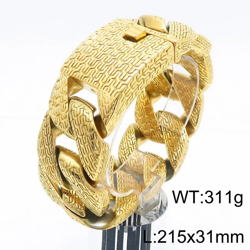 31/21MM Wide High Quality Thick Bracelet Choker Men Punk Stainless Steel Wheel Bracelet Domineering Personality Charm Jewelry