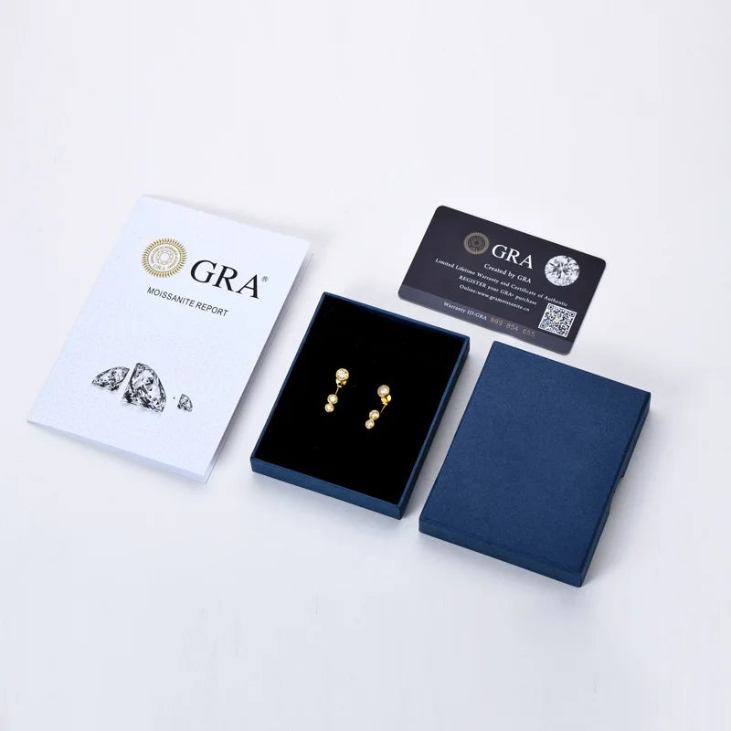 All Round Moissanite Diamond Ear Jacket Earrings 5mm&4mm&3.5mm 925 Real Silver Stud Earring for Women 2024 Unique Fine Jewelry