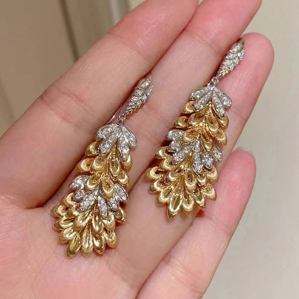 Wong Rain 18K Gold Plated 925 Sterling Silver Sparkling Lab Sapphire Gemstone Vintage Drop Earrings Fine Jewelry For Women Gifts