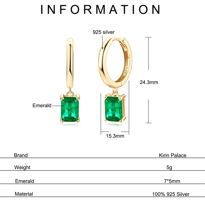 Simple Emerald Drop Earrings 925 Silver Yellow Gold Plated Water Drop Earring for Women Wedding Engagement Fine Jewelry