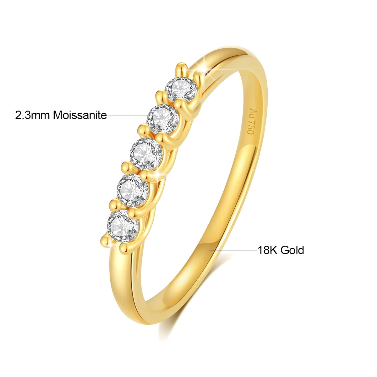 Real 18K Gold Ring AU750 with Moissanite D Color VVS1 Diamond rings for Women Wedding Engagement Anniversary Gift Fine Jewelry