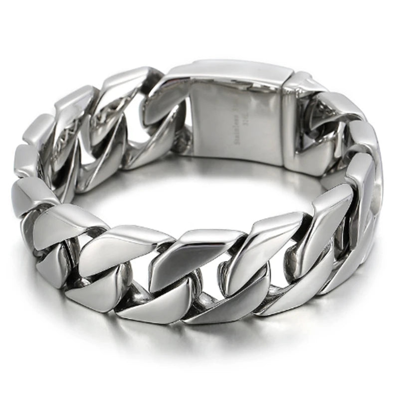 20MM Cuban chain Thick Bracelet for Men Punk Stainless Steel Black/Gold Color Heavy Bracelet Personalized Party Gift Jewelry