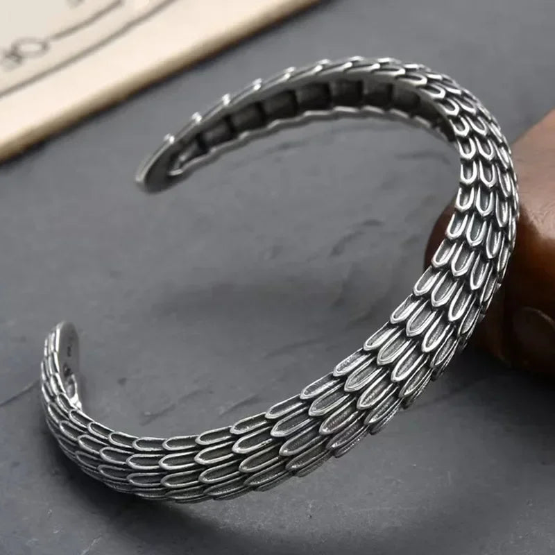 Silver Plated Turquoise Feather Wings Open Bracelet Men\'s Domineering Cuff Bangles Women\'s Fashion Party Jewelry Gift