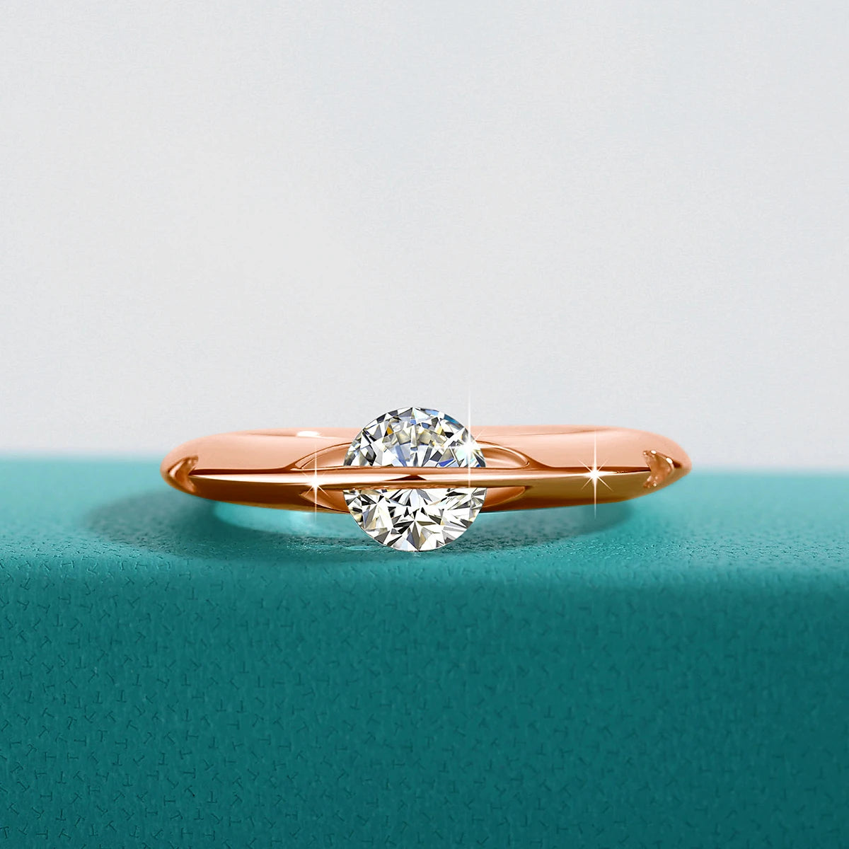 Rotate Moissanite Rings for Women Solid S925 Silver Solitaire Classic Band for Engagement Christmas Planet Ring