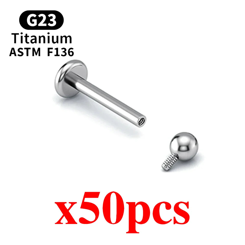 10pcs G23 Titanium Internal and external threads Labret Eyebrow Lip Stud Piercing Tragus Cartilage Conch Helix Rook Nose Studs