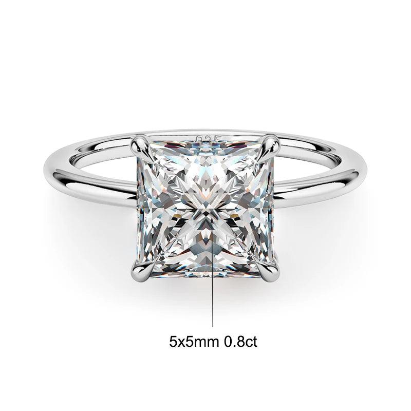 5mm Princess Cut Moissanite Ring s925 Sterling Sliver Plated with 18k Yellow Gold Eternity Band Wedding Rings For Women