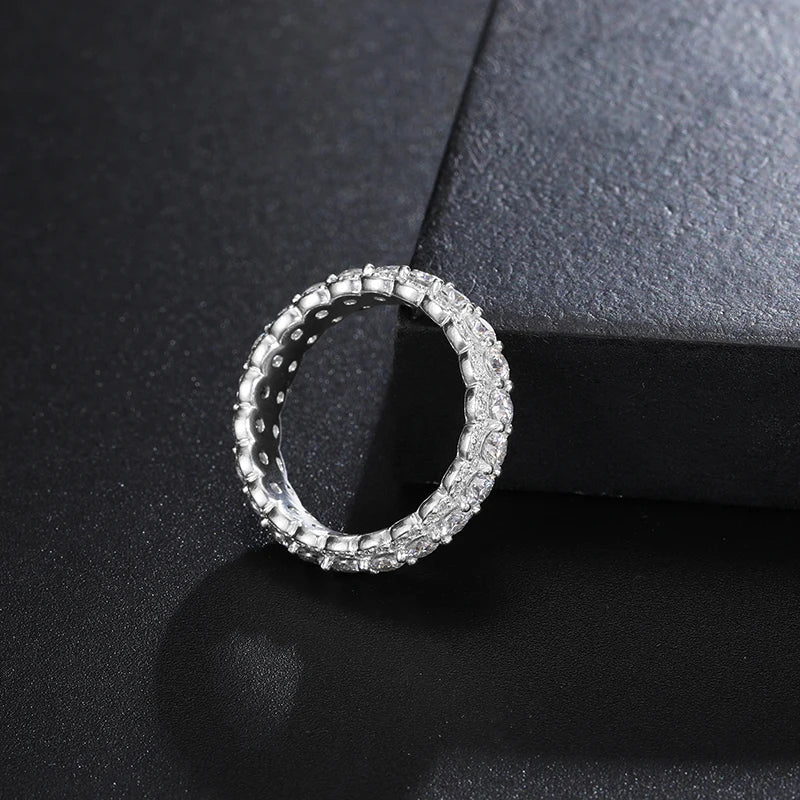 3mm 2.86cttw D VVS Moissanite Shining Bling Band Ring For Women 925 Sterling Silver Eternity Rings Iced Out Fashion Fine Jewelry