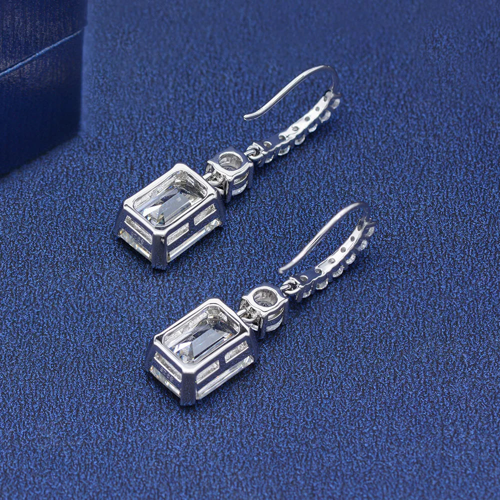OEVAS Luxury 925 Sterling Silver High Carbon Diamond Gemstone White Gold Drop Dangle Hook Earrings Fine Jewelry Gift Wholesale