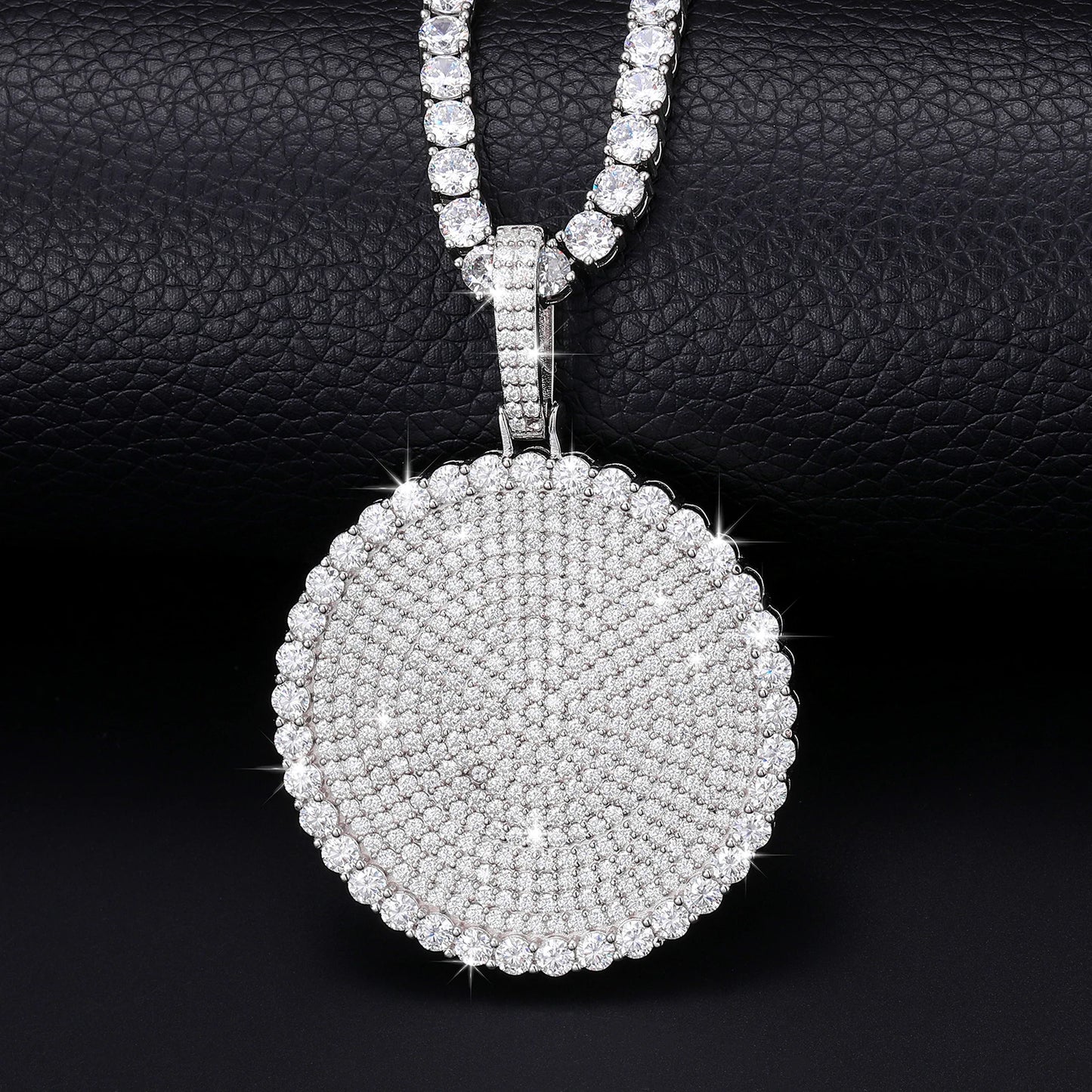 20/30/40mm Round D Color VVS Moissanite Pendant 925 Sterling Silver Necklaces Iced Out Shining Passed Diamond Test Wholesale