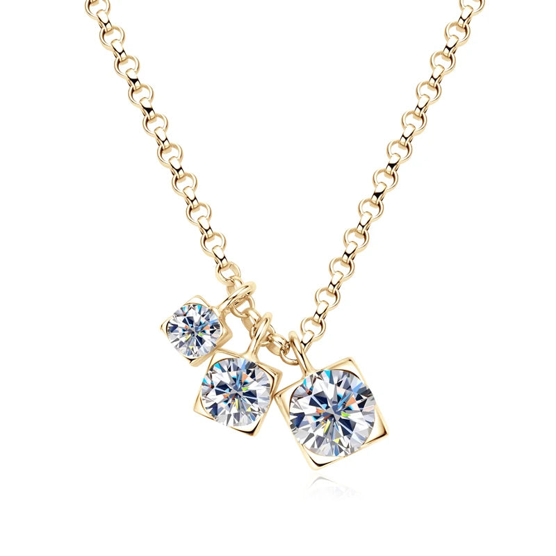 5mm&4mm&3mm Round Full Moissanite Diamond Pendant Necklace Original 925 Silver Women's Engagement High Quality Fine Jewelry
