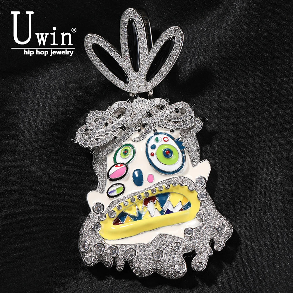 Uwin Melted Utopia Dream Pendant Colorful Enamel Dripping Oil Cartoon Necklaces For Man Hip Hop Jewelry