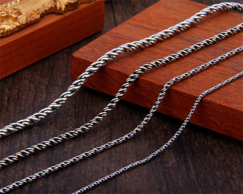 BOCAI S925 Sterling Silver Necklace for Men Women New Vajra Pestle Six Syllable Mantra Weaven-Chain Pure Argentum Jewelry