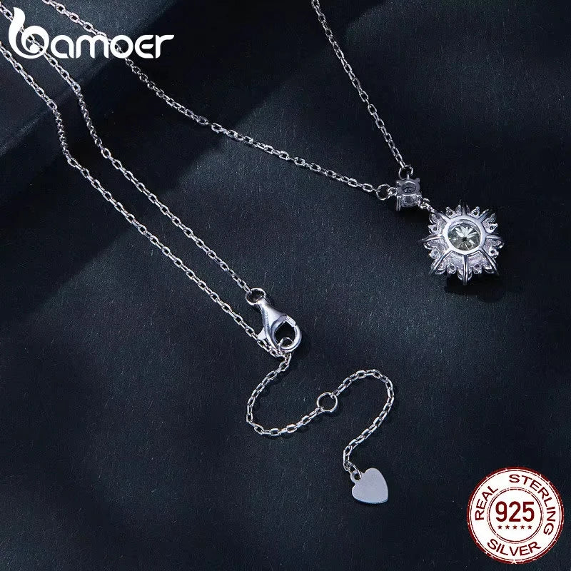 BAMOER Moissanite Halo Necklace for Women, 1 Carat Lab Grown Diamond 925 Sterling Silver Chain Necklace
