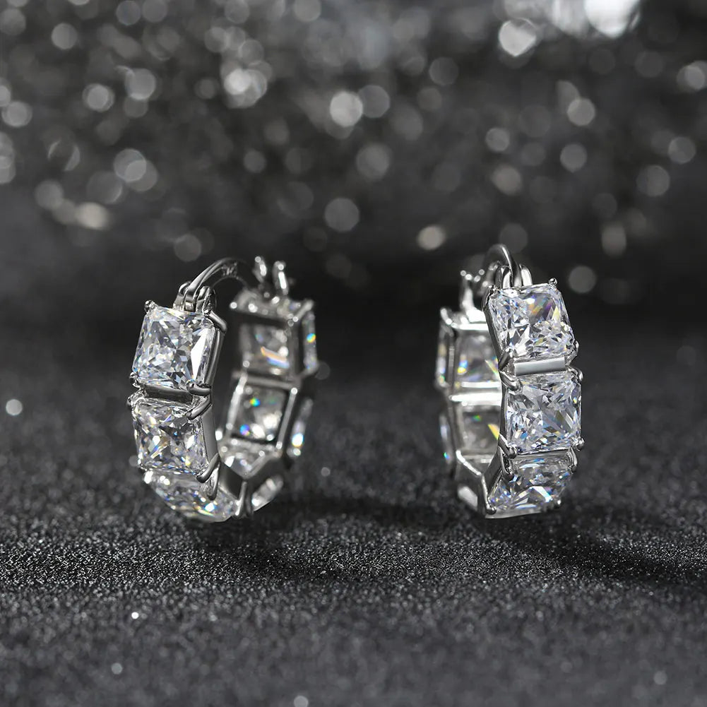 ORSA JEWELS Brilliant 925 Sterling Silver Round 8A Premium Zircon Hoop Earrings for Women Dainty Earrings Jewelry Gifts LZE15