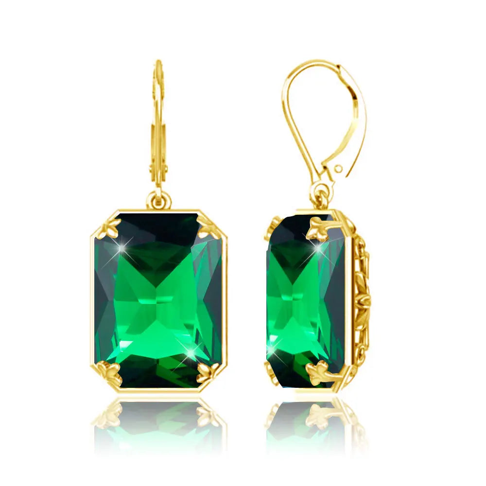 Real Silver 925 Earring For Women Trend Aquamarine Earrings Gold Plated Anniversary Party Banquet Luxury Fine Jewelry Accessorie