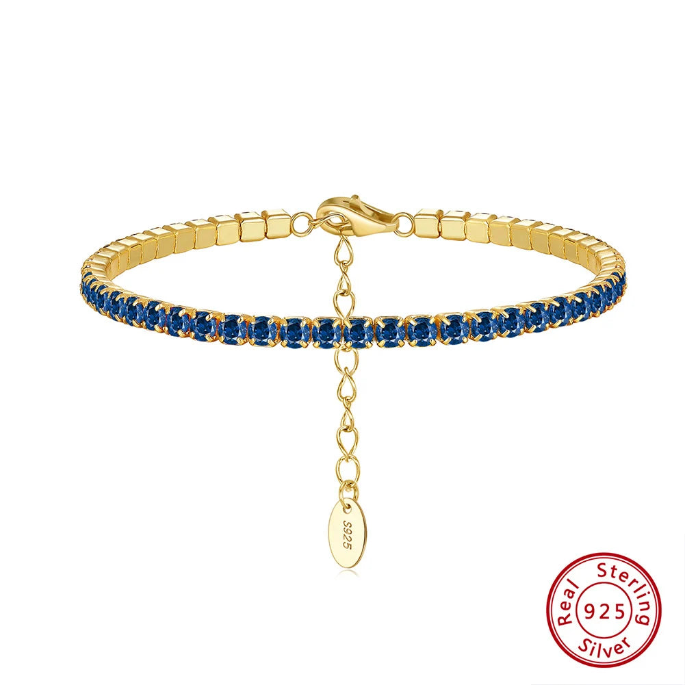ORSA JEWELS 925 Sterling Silver Brilliant Tennis Bracelet 3.0mm Bezel Setting CZ for WomenChain Bracelet Luxury Jewelry SB192