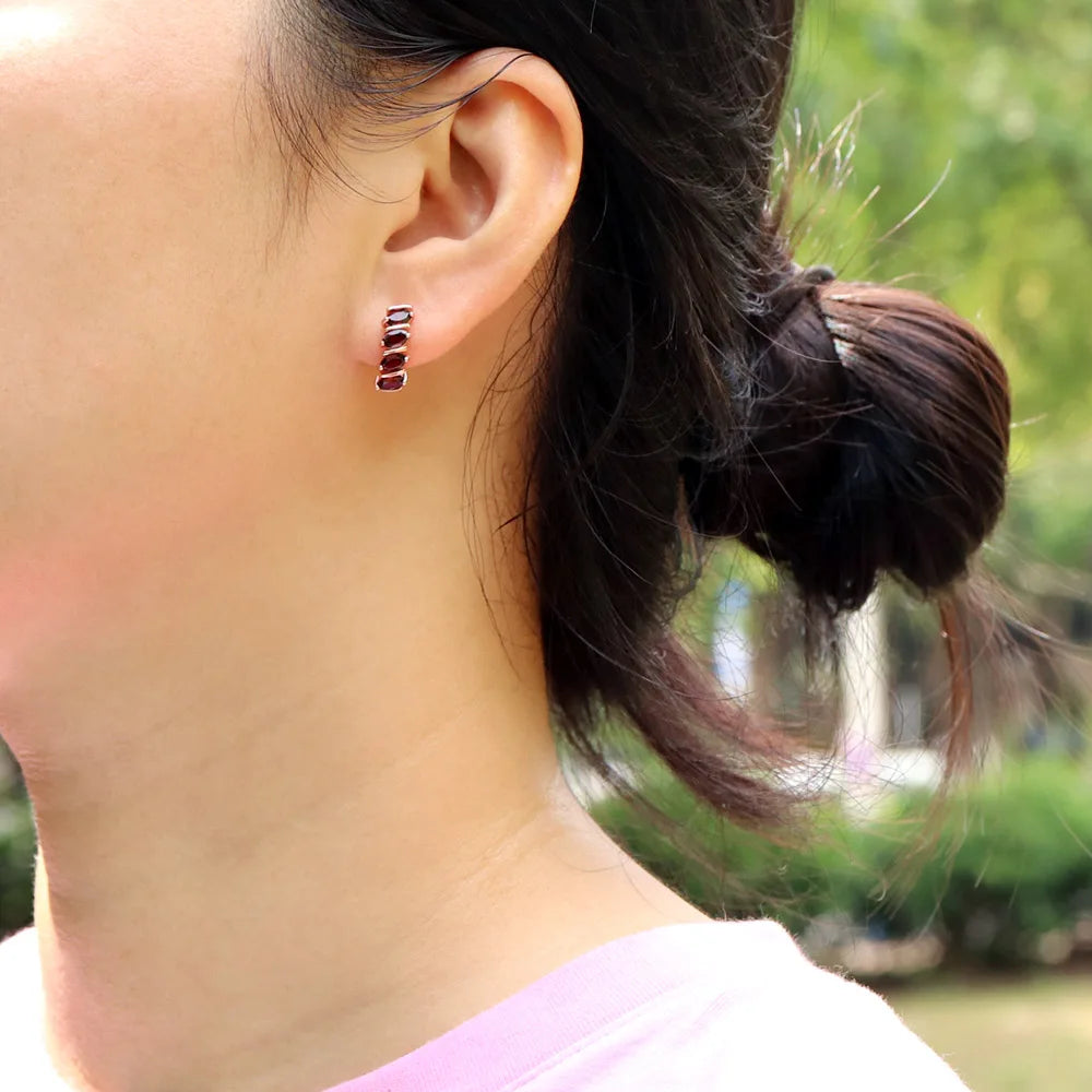 Simple design natural garnet for women Fine jewelry 925 silver gemstone ring earrings jewelry set daily wear gift