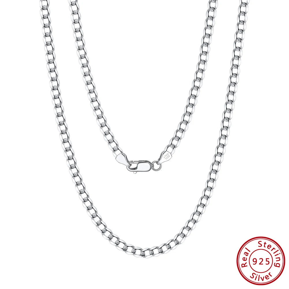 ORSA JEWELS 925 Sterling Silver Italian 3mm/5mm Cuban Link Curb Chain Necklace for Women Men Fashion Party Necklace Jewelry SC60