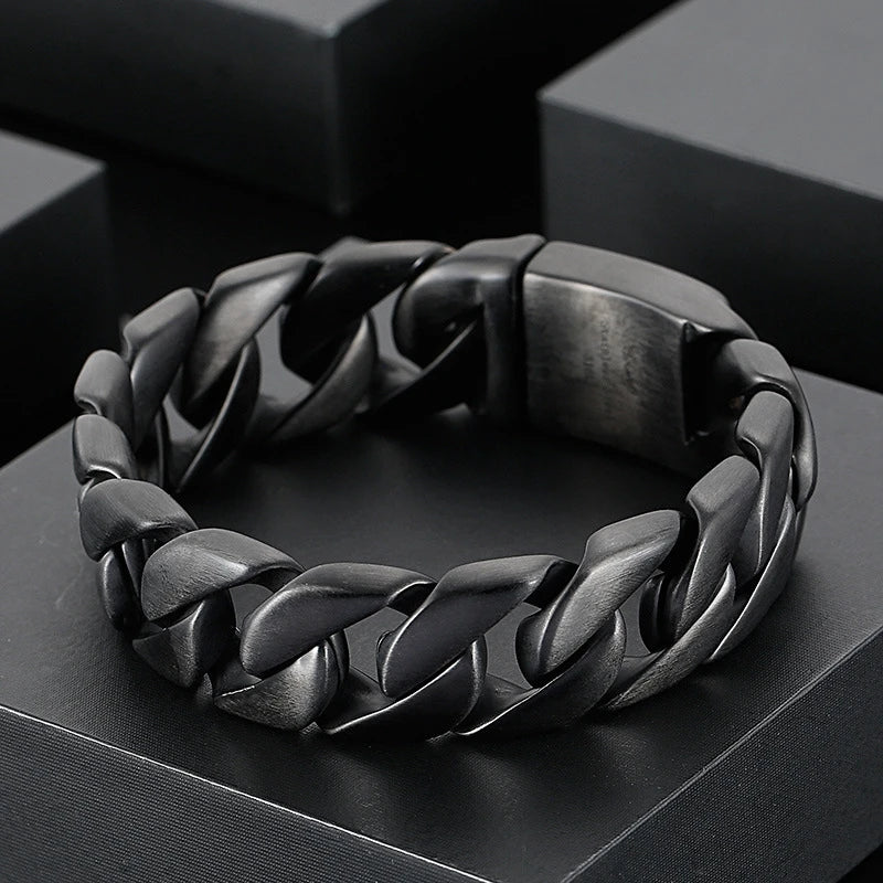 20MM Cuban chain Thick Bracelet for Men Punk Stainless Steel Black/Gold Color Heavy Bracelet Personalized Party Gift Jewelry