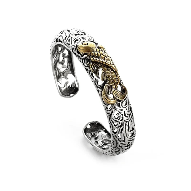 Silver Plated Turquoise Feather Wings Open Bracelet Men\'s Domineering Cuff Bangles Women\'s Fashion Party Jewelry Gift