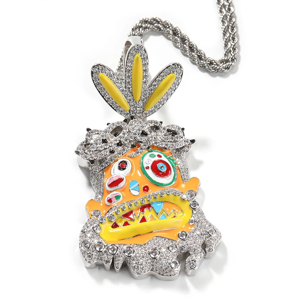 Uwin Melted Utopia Dream Pendant Colorful Enamel Dripping Oil Cartoon Necklaces For Man Hip Hop Jewelry