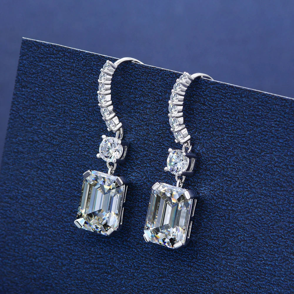 OEVAS Luxury 925 Sterling Silver High Carbon Diamond Gemstone White Gold Drop Dangle Hook Earrings Fine Jewelry Gift Wholesale