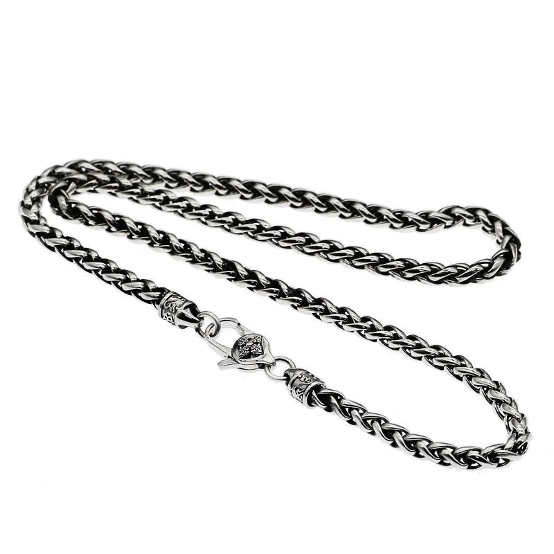 5MM New 2022 Trendy 100% S925 Sterling Silver Jewelry Buddhism Six-Character Mantra Vajra Hemp Rope Man and Woman Necklace