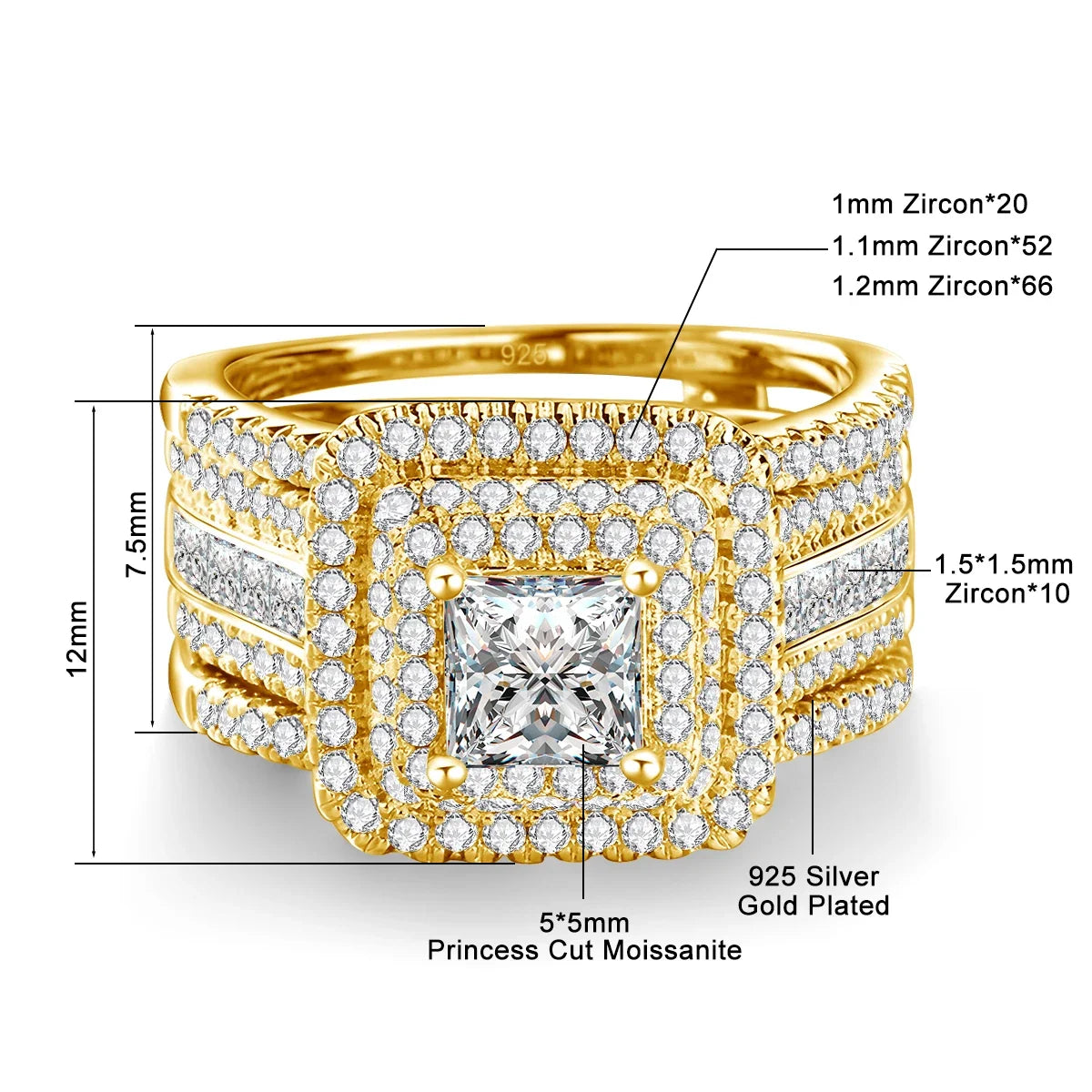 2PCS Moissanite Rings Set Certificate For Wedding 100% Silver 925 Luxury Brand Designer Engagement Jewelry For Women Wholesale