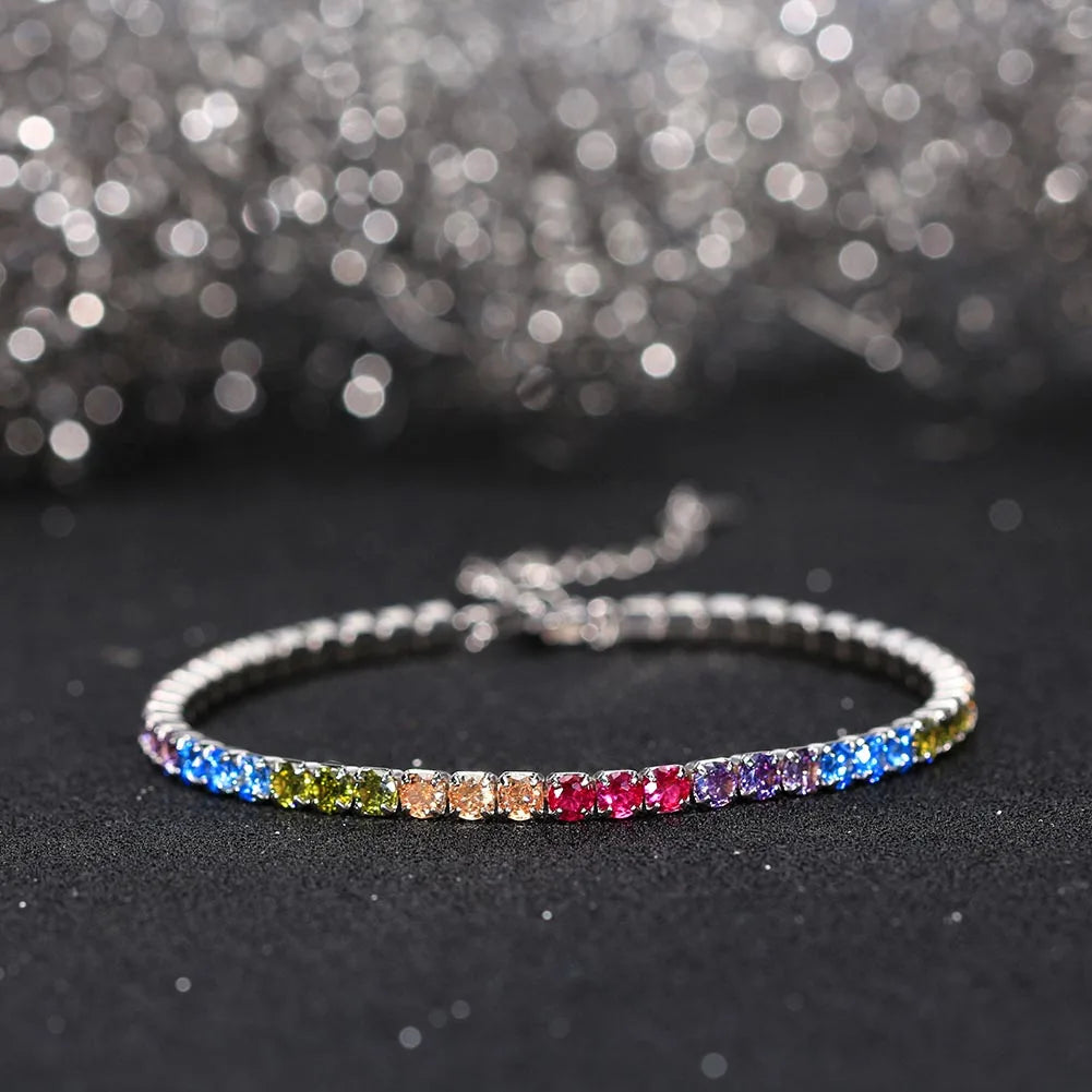 ORSA JEWELS 925 Sterling Silver Brilliant Tennis Bracelet 3.0mm Bezel Setting CZ for WomenChain Bracelet Luxury Jewelry SB192