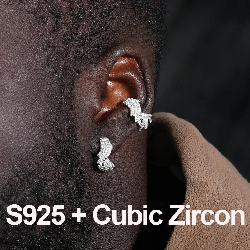 1pcs S925 Moissanite Thorns Circle Clip Earrings For Men No Pierced Iced Out Hip Hop Jewelry Male Rock Party Gift 2024 Trending