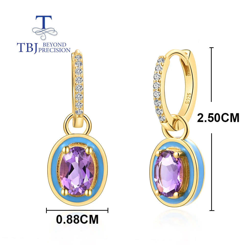 Romantic purple Amethyst earring 925 Sterling silver natural gemstone fine jewelry for women girls new year gift
