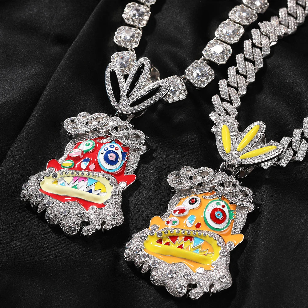 Uwin Melted Utopia Dream Pendant Colorful Enamel Dripping Oil Cartoon Necklaces For Man Hip Hop Jewelry
