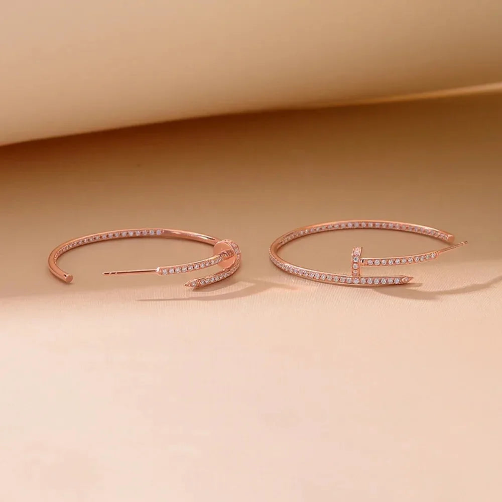 2025 New Moissanite Earrings 18K White Gold Plated Real 925 Sterling Silver Hoop Earrings for Women D Color VVS1 Fine Jewelry
