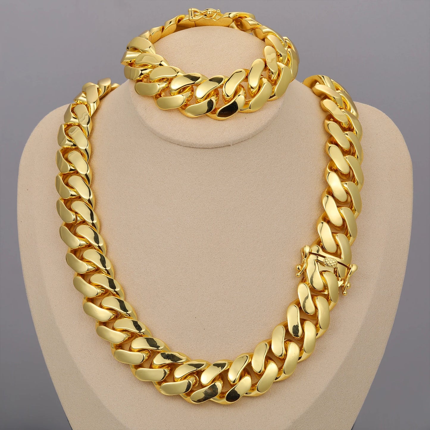 20mm Heavy Solid 18K Gold Plated Miami Cuban Link Chains Hip Hop Jewelry Choker Necklaces for Men Wholesale Price