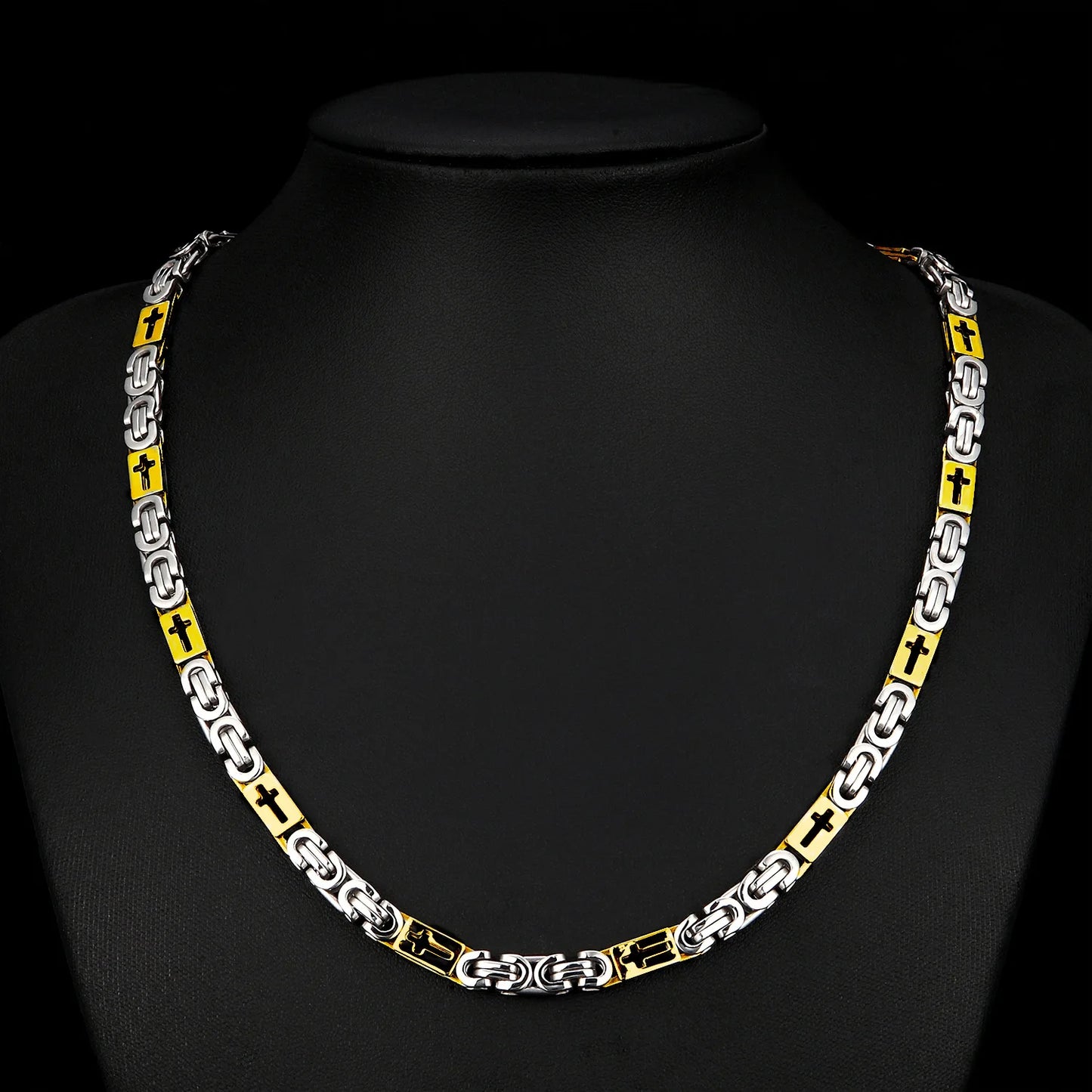 6mm Heavy 18K Gold Color Stainless Steel Byzantine Chain Necklace Men Women Punk Rock Hiphop Black Biker Bike Choker Jewelry