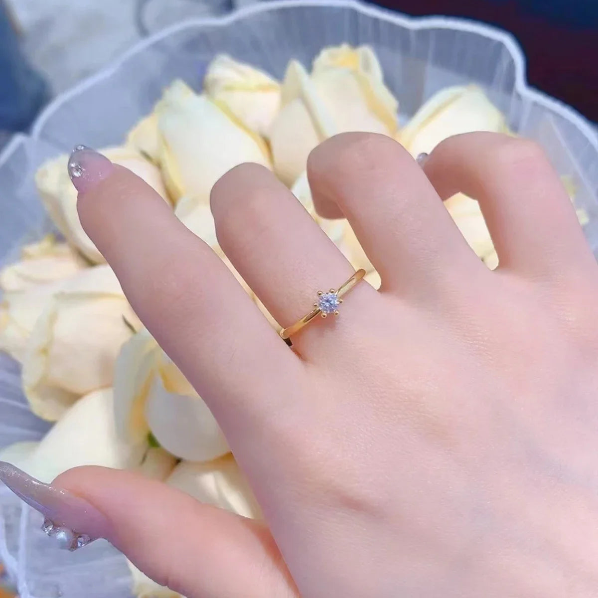 Real 18K Gold Ring AU750 with Moissanite D Color VVS1 Diamond rings for Women Wedding Engagement Anniversary Gift Fine Jewelry