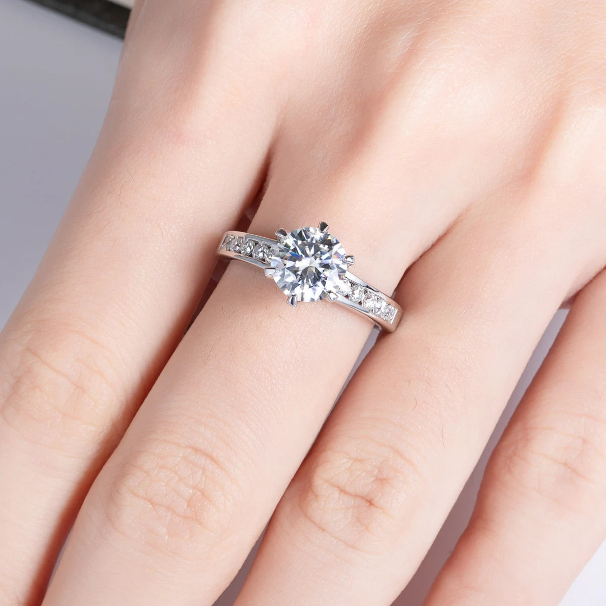 AnuJewel 1ct/2ct D Color Moissanite Engagement Rings For Women 925 Sterling Silver Promise Wedding Rings Fine Jewelry Wholesale