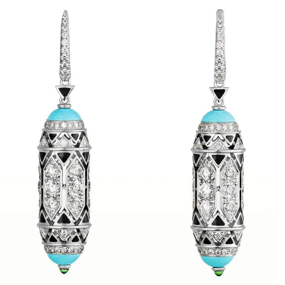 WUIHA Vintage 100% 925 Sterling Silver Blue Turquoise Gemstones Drop Dangle Earrings Anniversary Cocktail Fine Jewelry Wholesale
