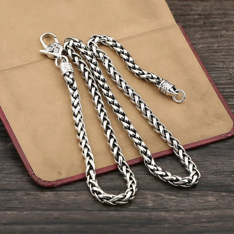 5MM New 2022 Trendy 100% S925 Sterling Silver Jewelry Buddhism Six-Character Mantra Vajra Hemp Rope Man and Woman Necklace