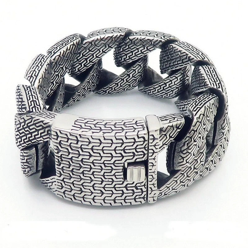 31/21MM Wide High Quality Thick Bracelet Choker Men Punk Stainless Steel Wheel Bracelet Domineering Personality Charm Jewelry