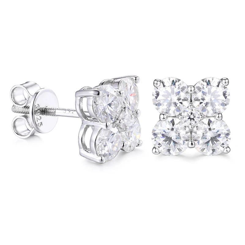 2.48ctw Moissanite Stud Earrings for Women Men Screw Back Lab Grown Diamond Ear Studs 925 Sterling Silver Fine Jewelry Gifts