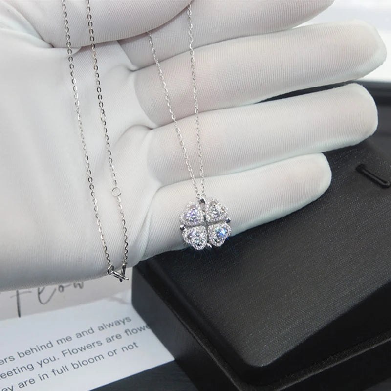 2024 New DJMAX Full Moissanite Diamond Necklace For Women Original 925 Sterling Silver Mobius Strip Lady Diamond Clavicle Chain
