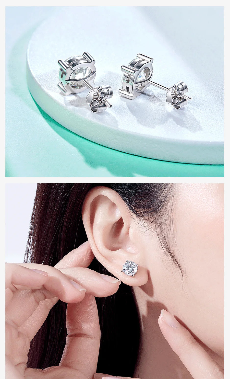 AnuJewel 2ct D Color Moissanite 925 Sterling Silver Stud Earrings For Women With GRA Certificate Jewelry Jewelry Custom Earrings