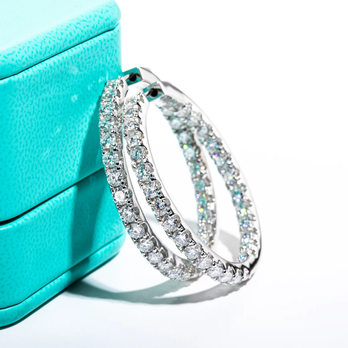 AnuJewel 3mm 5.6cttw D Color Moissanite Big Hoop Earrings 925 Sterling Silver Luxury Huggie Earring For Women Jewelry Wholesale