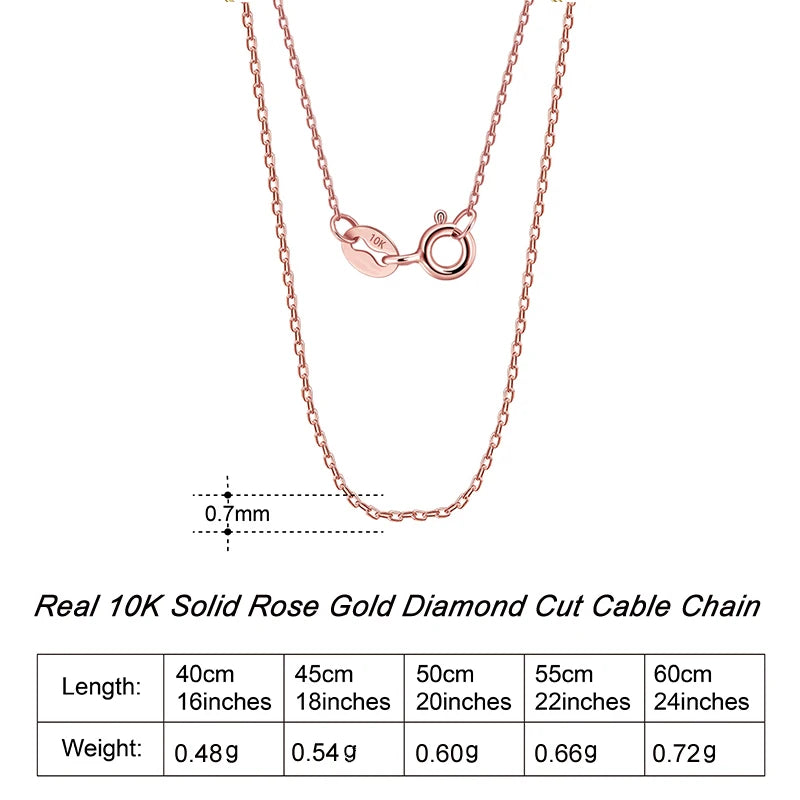 ORSA JEWELS Real 10K Solid Yellow/White/Rose Gold 0.7mm Diamond Cut Cable Chain Necklace for Women AU417 Neck Chain Jewelry FC01