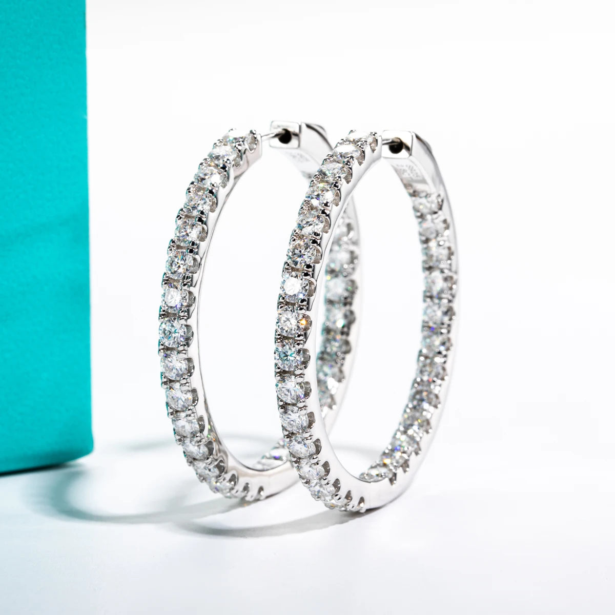 AnuJewel 3mm 5.6cttw D Color Moissanite Big Hoop Earrings 925 Sterling Silver Luxury Huggie Earring For Women Jewelry Wholesale
