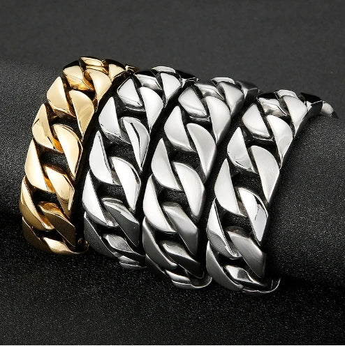 20MM Cuban chain Thick Bracelet for Men Punk Stainless Steel Black/Gold Color Heavy Bracelet Personalized Party Gift Jewelry