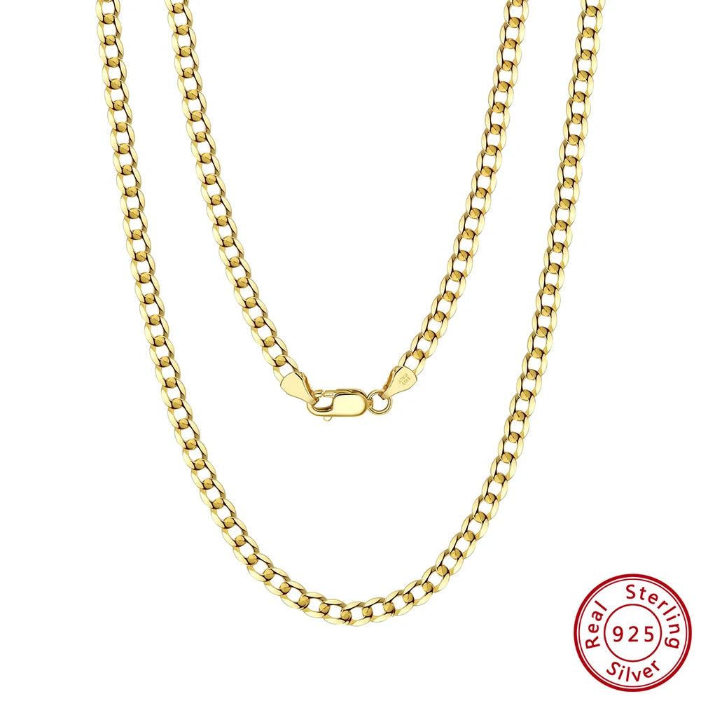 ORSA JEWELS 925 Sterling Silver Italian 3mm/5mm Cuban Link Curb Chain Necklace for Women Men Fashion Party Necklace Jewelry SC60