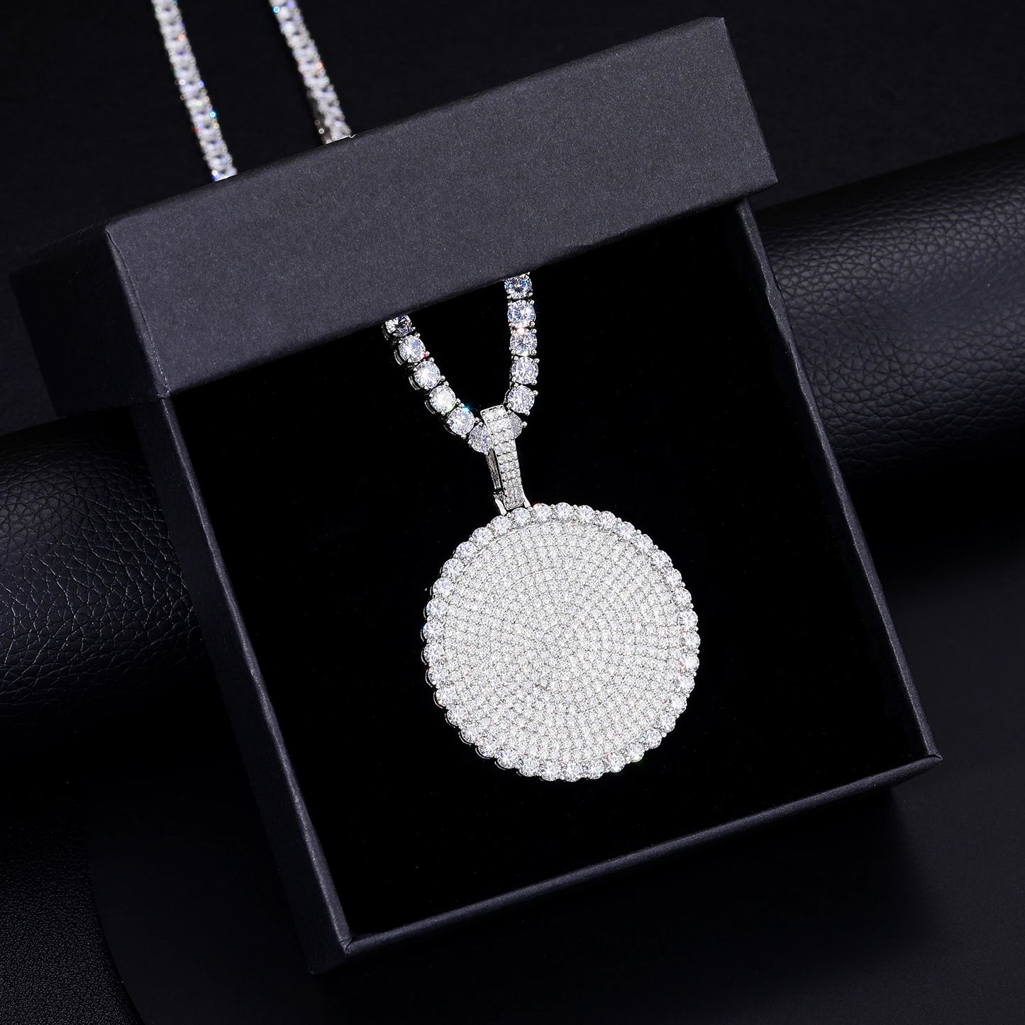 20/30/40mm Round D Color VVS Moissanite Pendant 925 Sterling Silver Necklaces Iced Out Shining Passed Diamond Test Wholesale